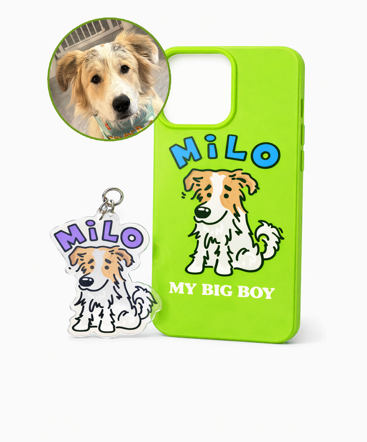 Custom Pet Portrait Phone Case & Keychain